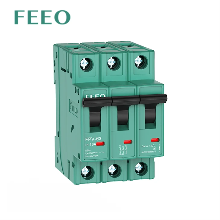 DC MCB ķēdes pārtraucējs 1p 2p 3p 4p mini miniatūra 250v 500vdc 600v 1000v 1200v 1500v 16a 25amp 63a Saules PV sistēmai 10KA